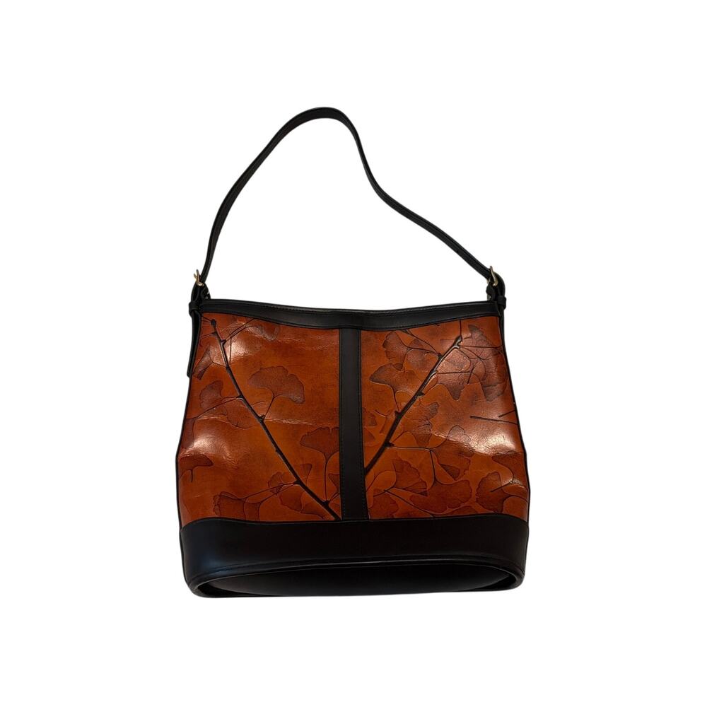 C.L. Whiting Leaf Leather "Lea" Handbag Hand Tooled Ginkgo Leaf Tote Purse